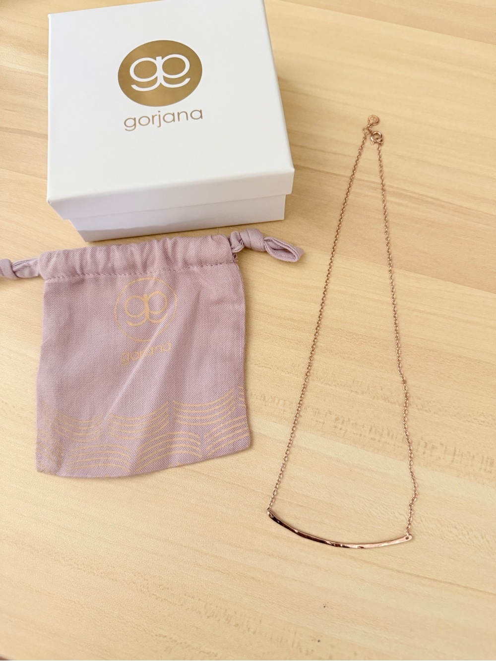 Gorjana Rose Gold Taner Bar Necklace with Signature Pouch